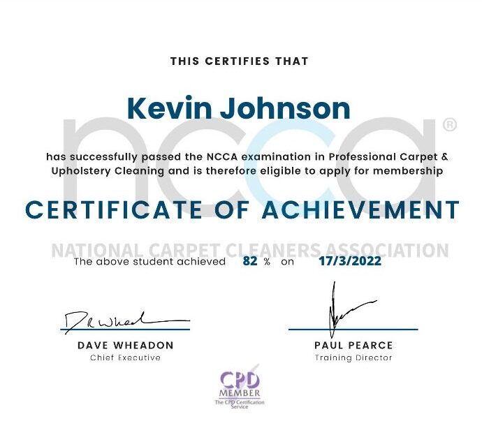 carpet cleaning london certificate